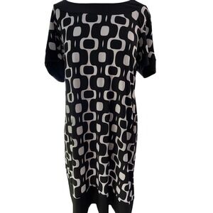 Black and White retro sheath dress LG‎ mid century vibe comfy